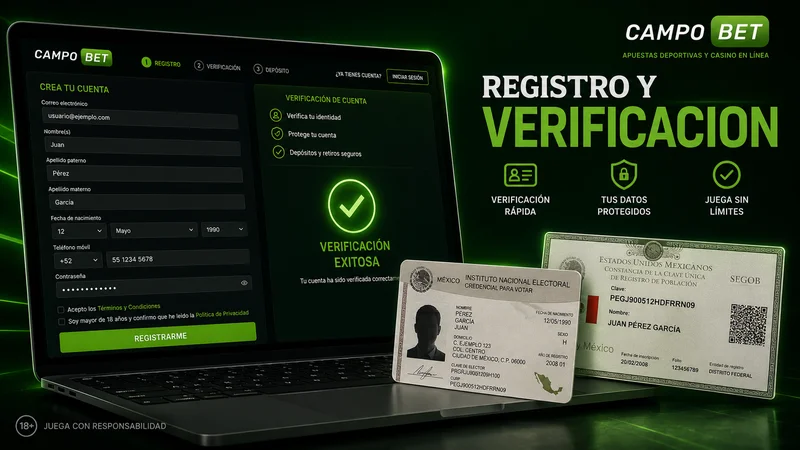 Registro y verificación de identidad con INE y CURP en CampoBet